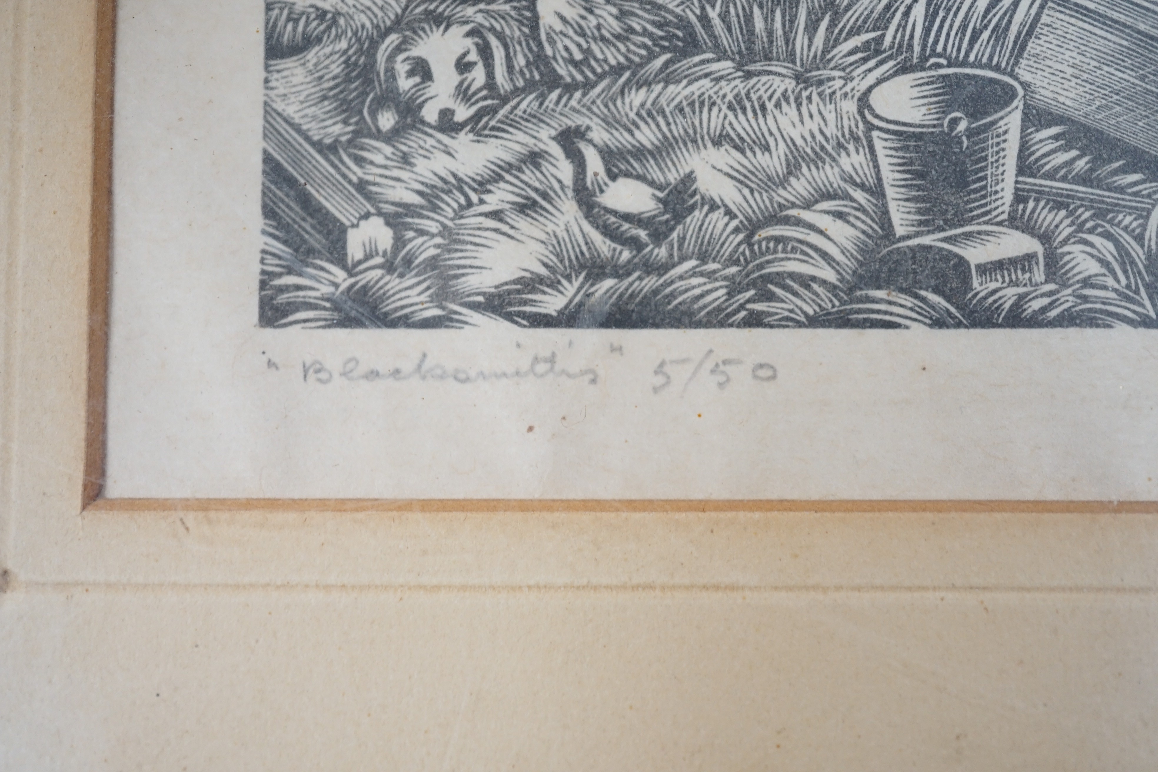 Clifford Webb RBA, RE (1895-1972) and Tom Chadwick (1914-1942), two wood engravings, 'Blacksmiths', 5/50 and 'When Fish Flew and Forests Walked', both signed in pencil, 18 x 21cm and 26.5 x 21cm